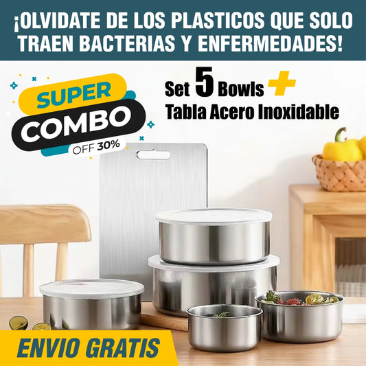Combo Bowls + Tabla Inox |  InoxHome™